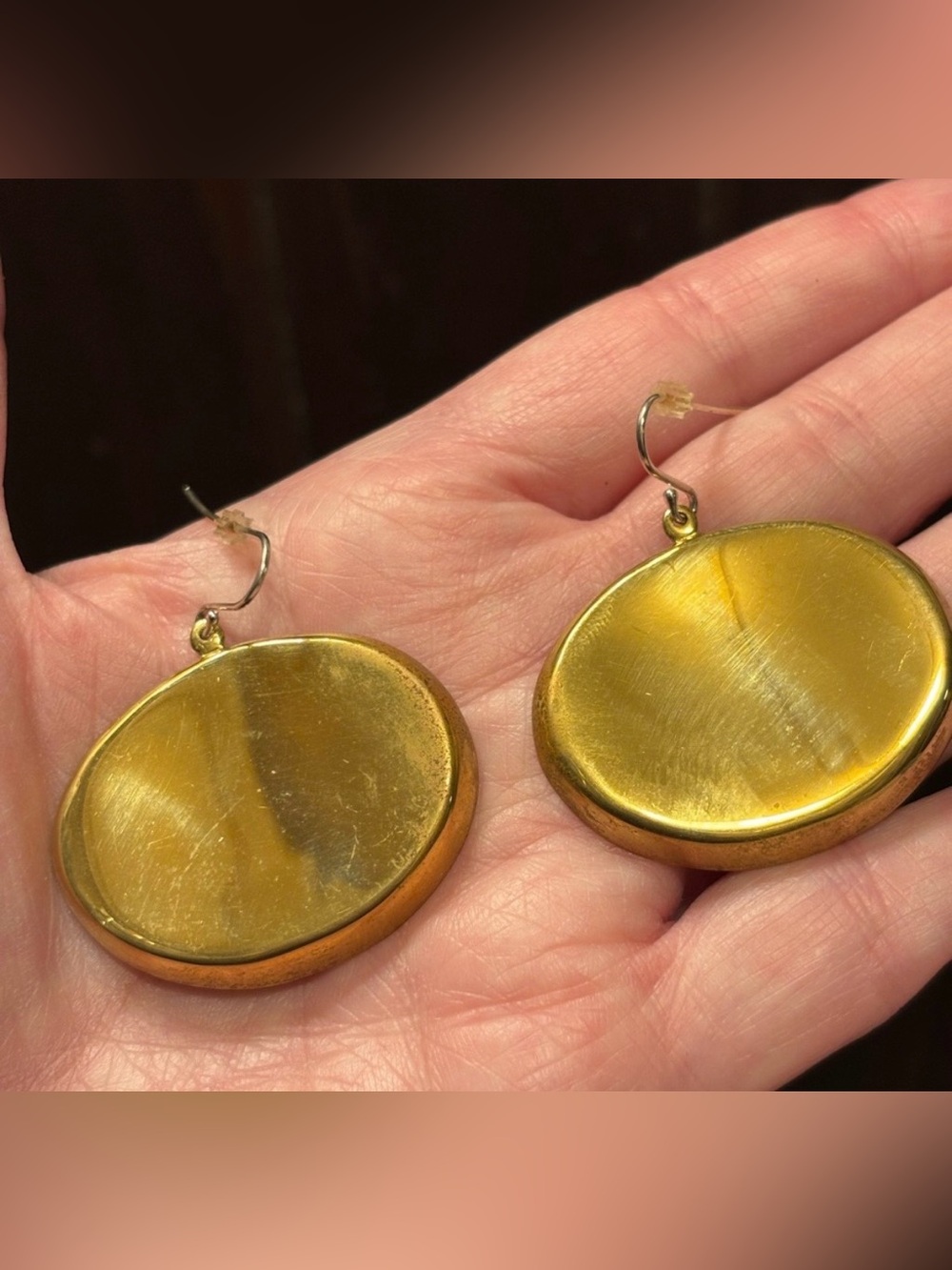 RLM Studio Polished Brass Oval Disk Earrings